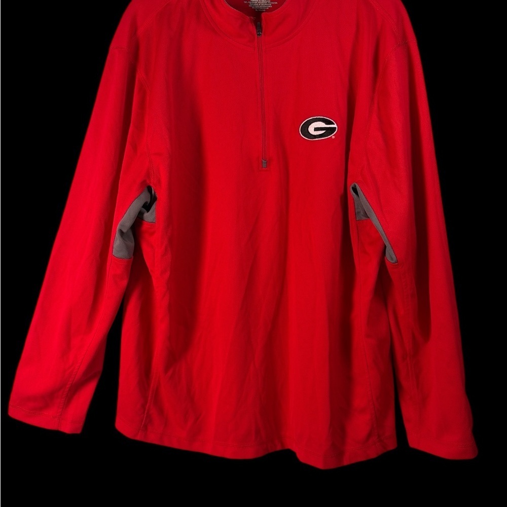 Mens Majestic Georgia Bulldogs Half Zip Shirt XL Red Athletic Long Sleeve